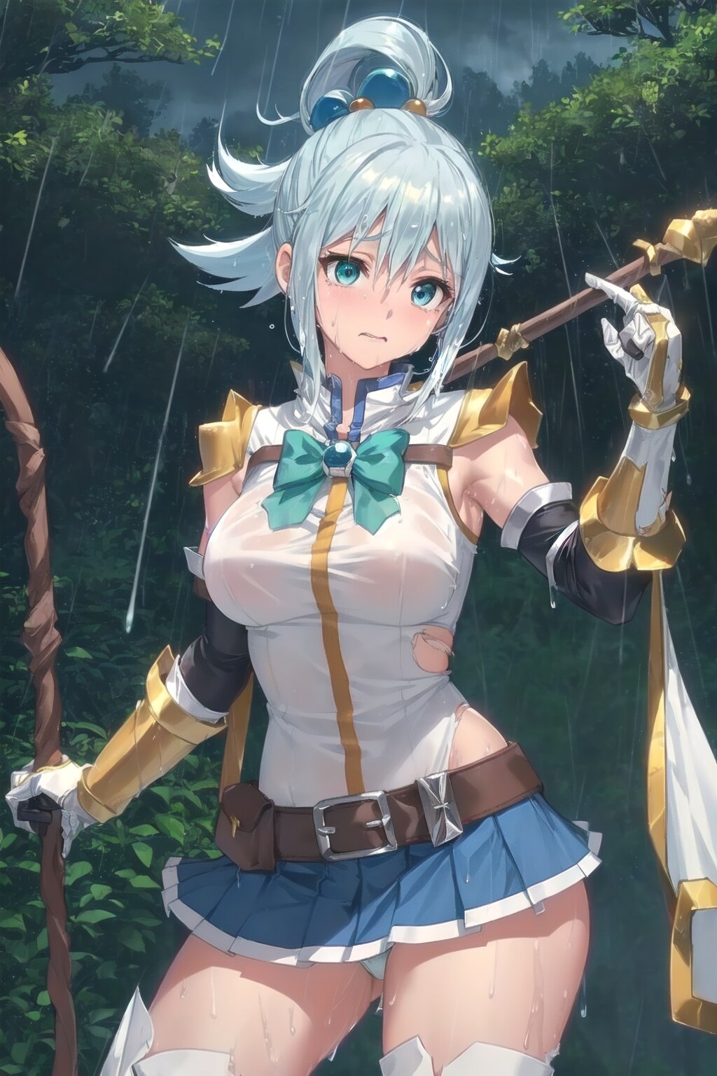 雨の中、森を彷徨う