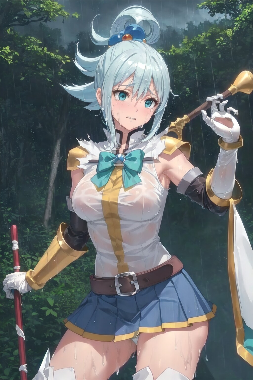 雨の中、森を彷徨う