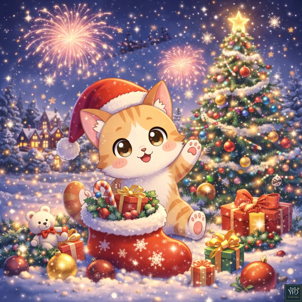 ねぇ、一緒に遊ぼう！猫サンタの魔法の夜