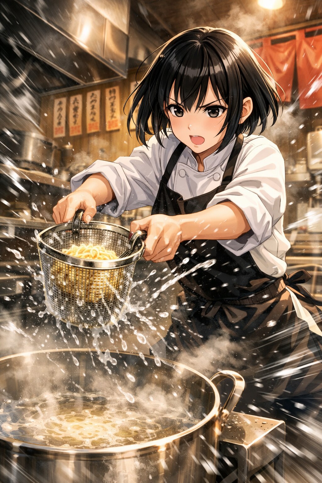 湯切りをしている女の子 | の人気AIイラスト・グラビア