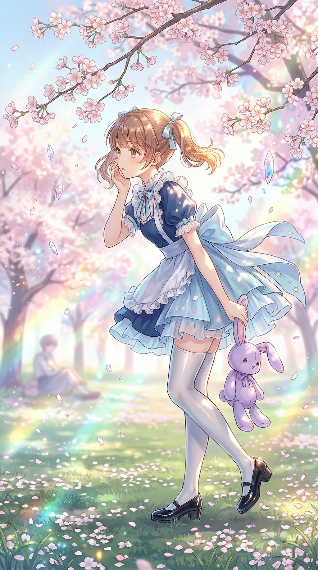 桜夢装の蒼光少女