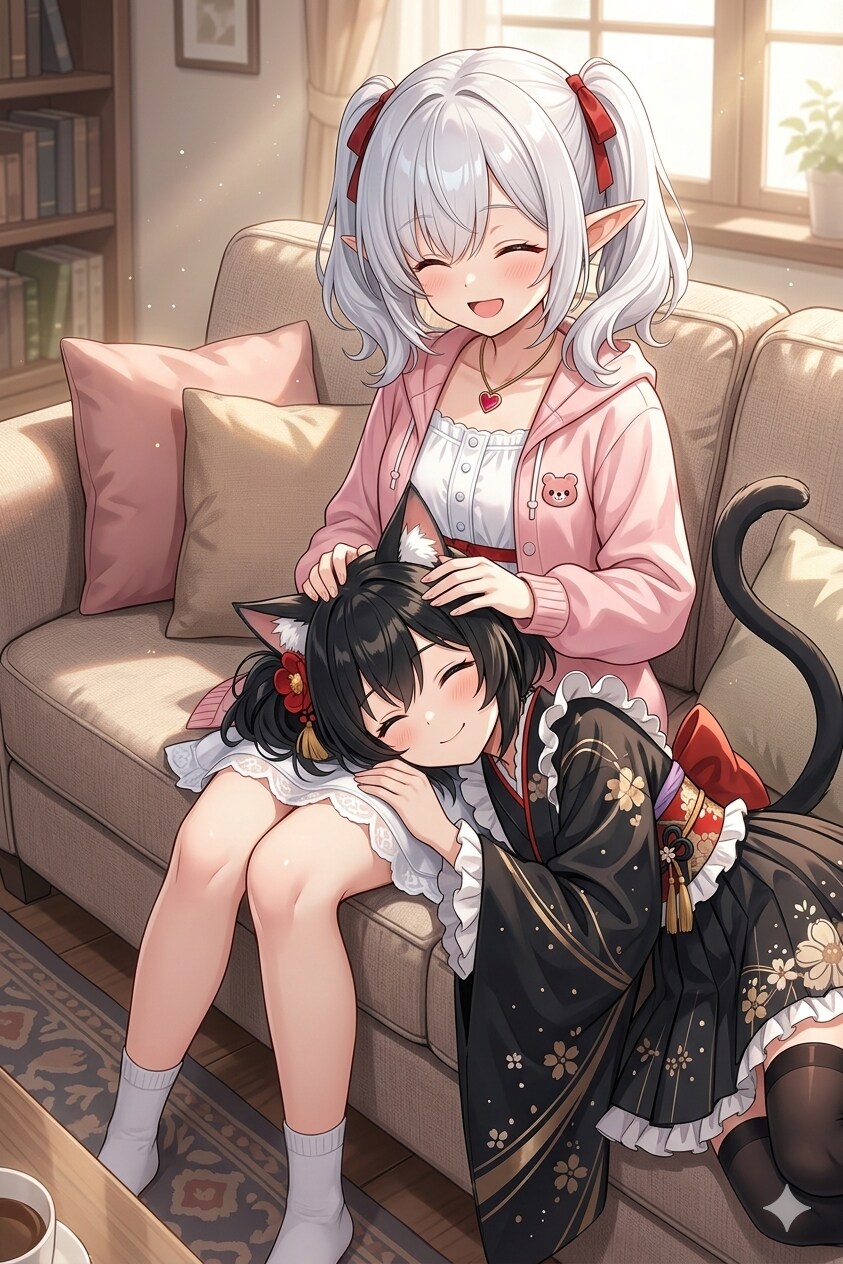 咲夜さんの頭を撫でるシロネさん