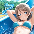 PixAI LoRAで曜&果南でウォータースライダー👙❤️ 2枚目