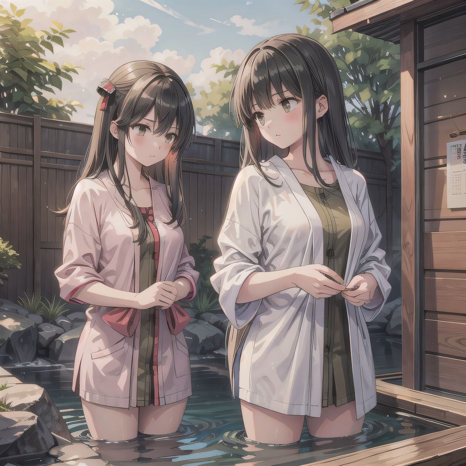 黒髪ロングでお風呂の少女１６ | の人気AIイラスト・グラビア