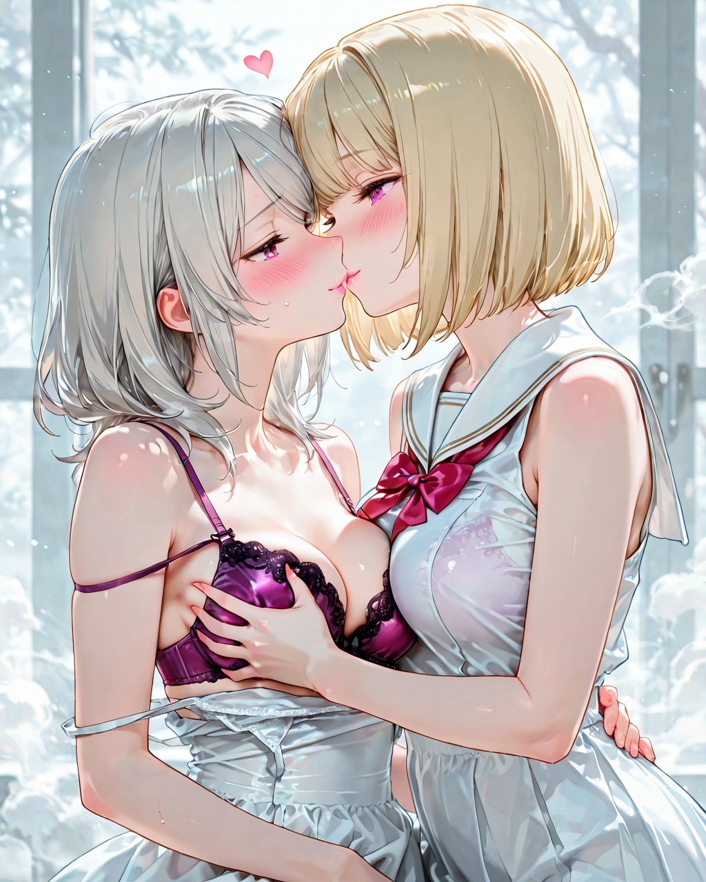 制服女子の派手な下着