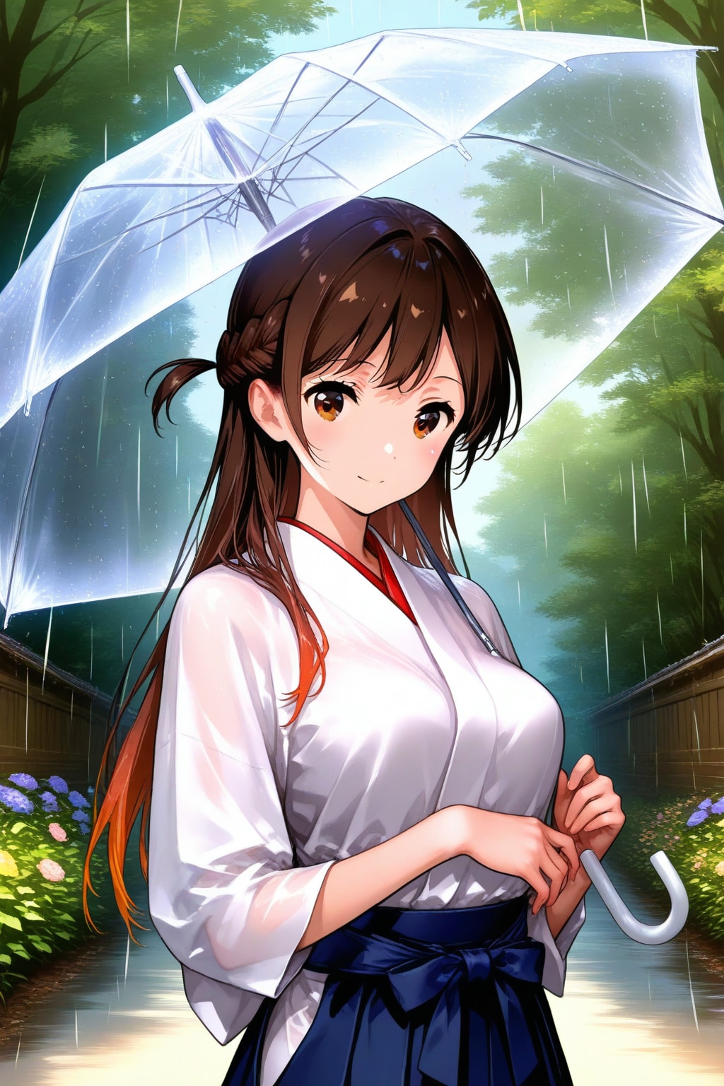雨の日の巫女さん