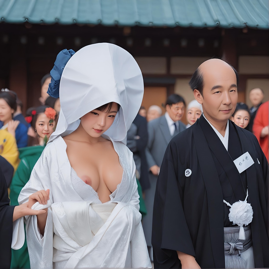 132、この村に嫁ぐ若女は、昔からの習わしで必ず神前式を行い、白無垢に身を包んだ花嫁は村の集に己の乳房を披露しなければならない。