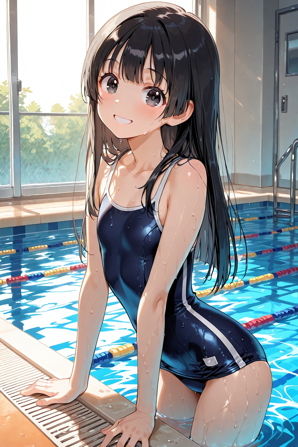プールでスクール水着編