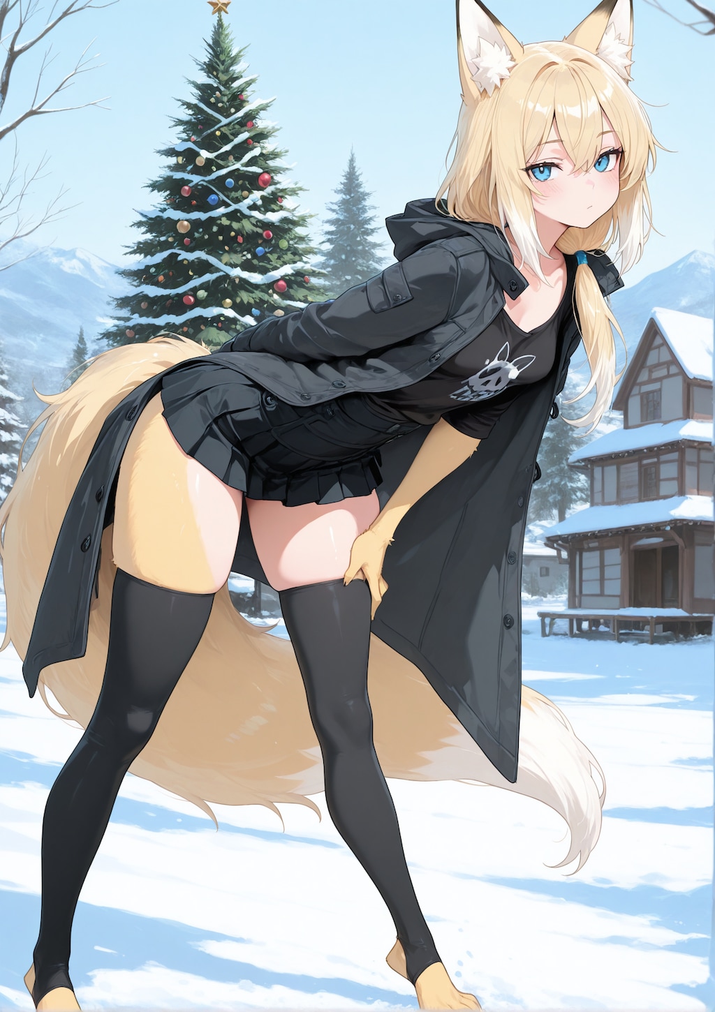 冬景色ともみじ