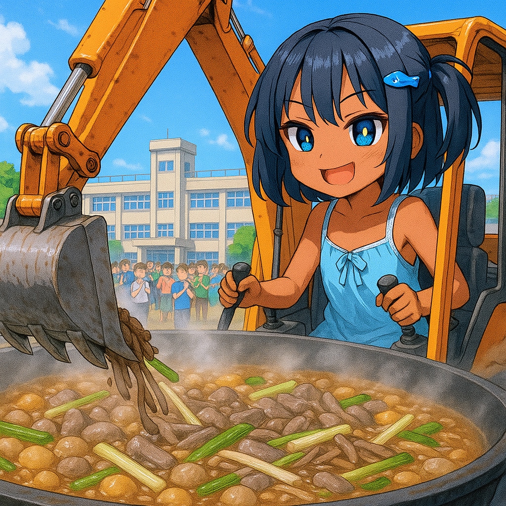 芋煮を作るこなつちゃん