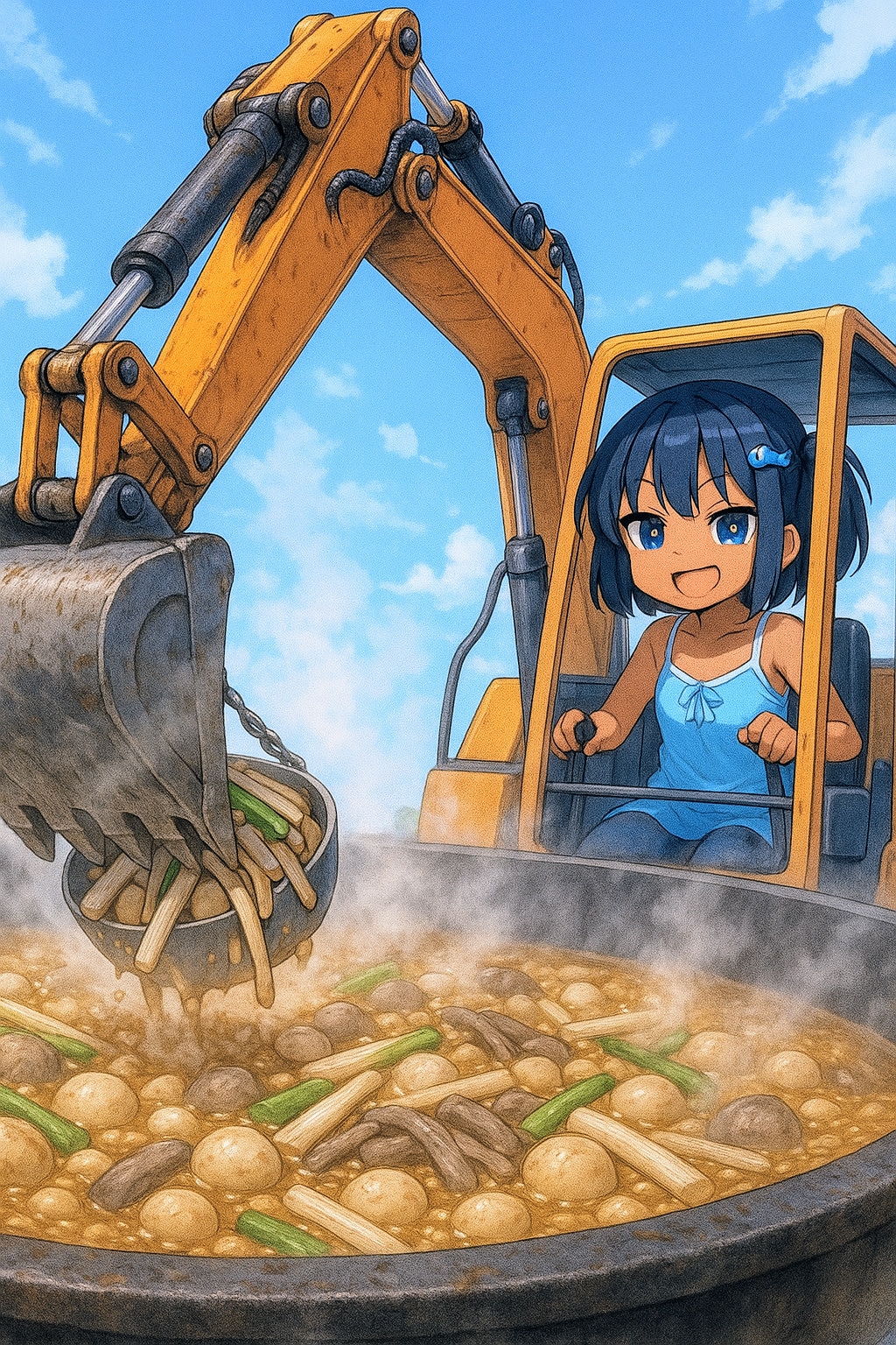 芋煮を作るこなつちゃん