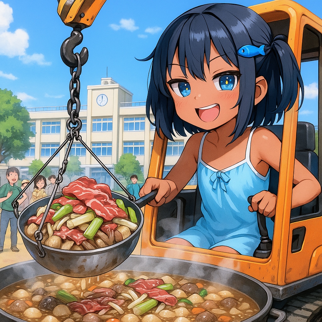 芋煮を作るこなつちゃん