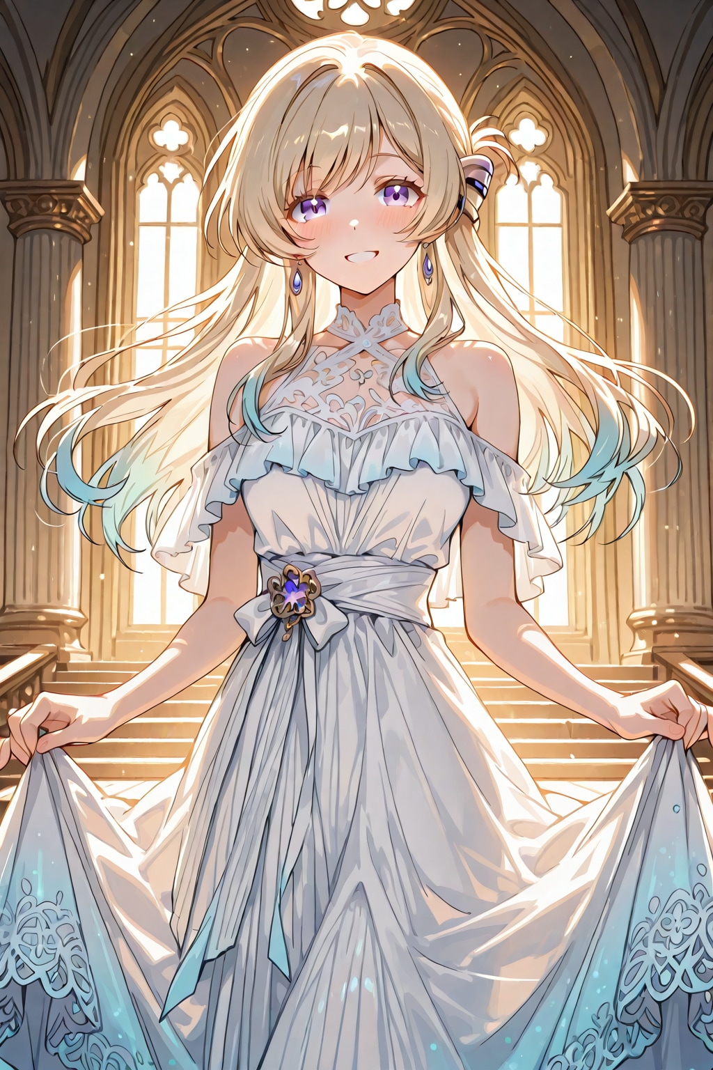 光の中で微笑む