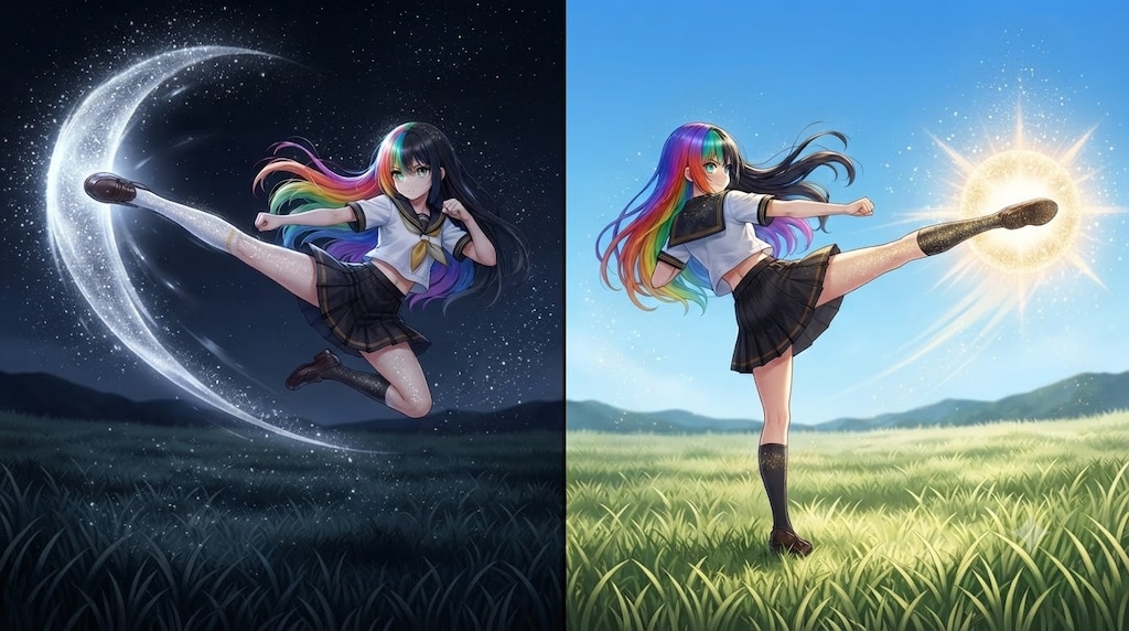 月と太陽とうちの子（虹乃彩羽）
