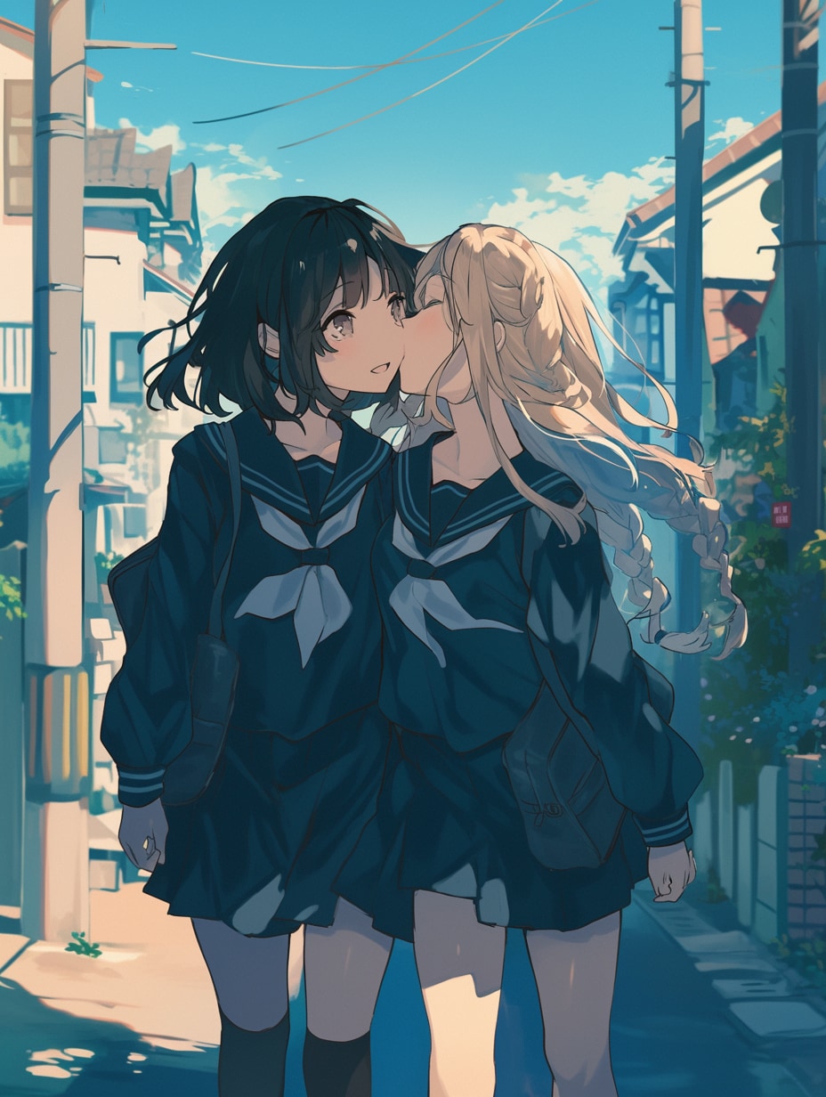 キスしたい二人のJK101 | の人気AIイラスト・グラビア