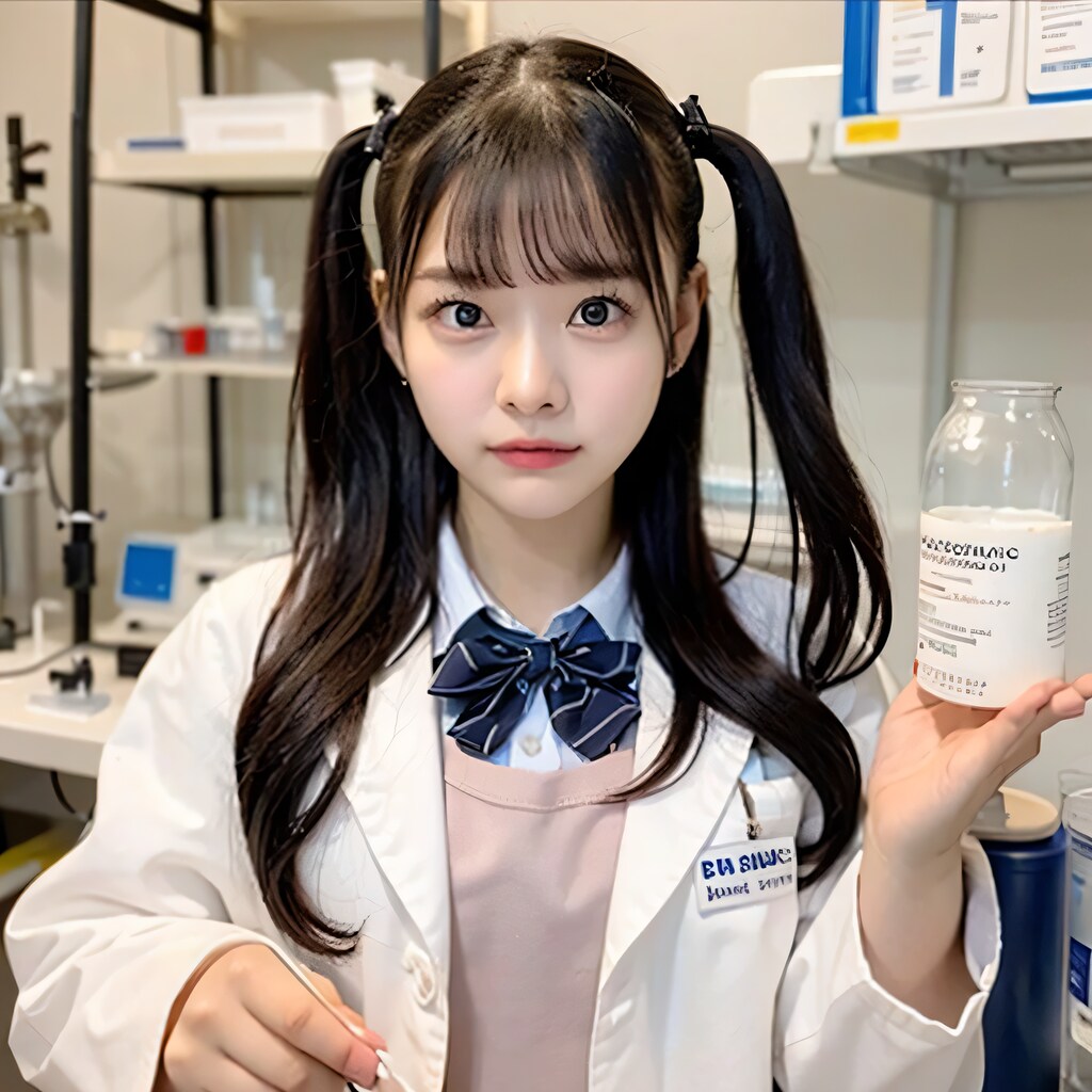 黒髪ツインテで白衣の美女２