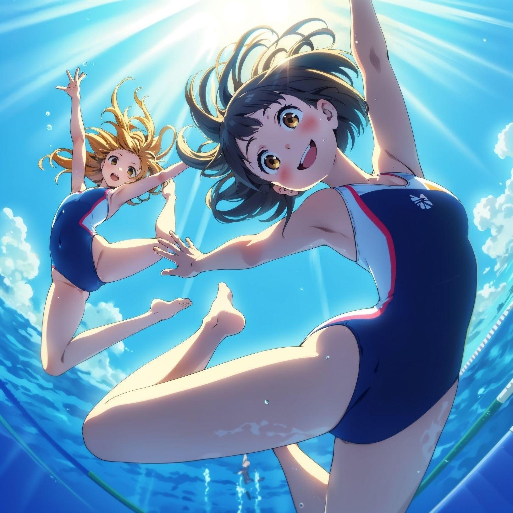 水上のシンクロ