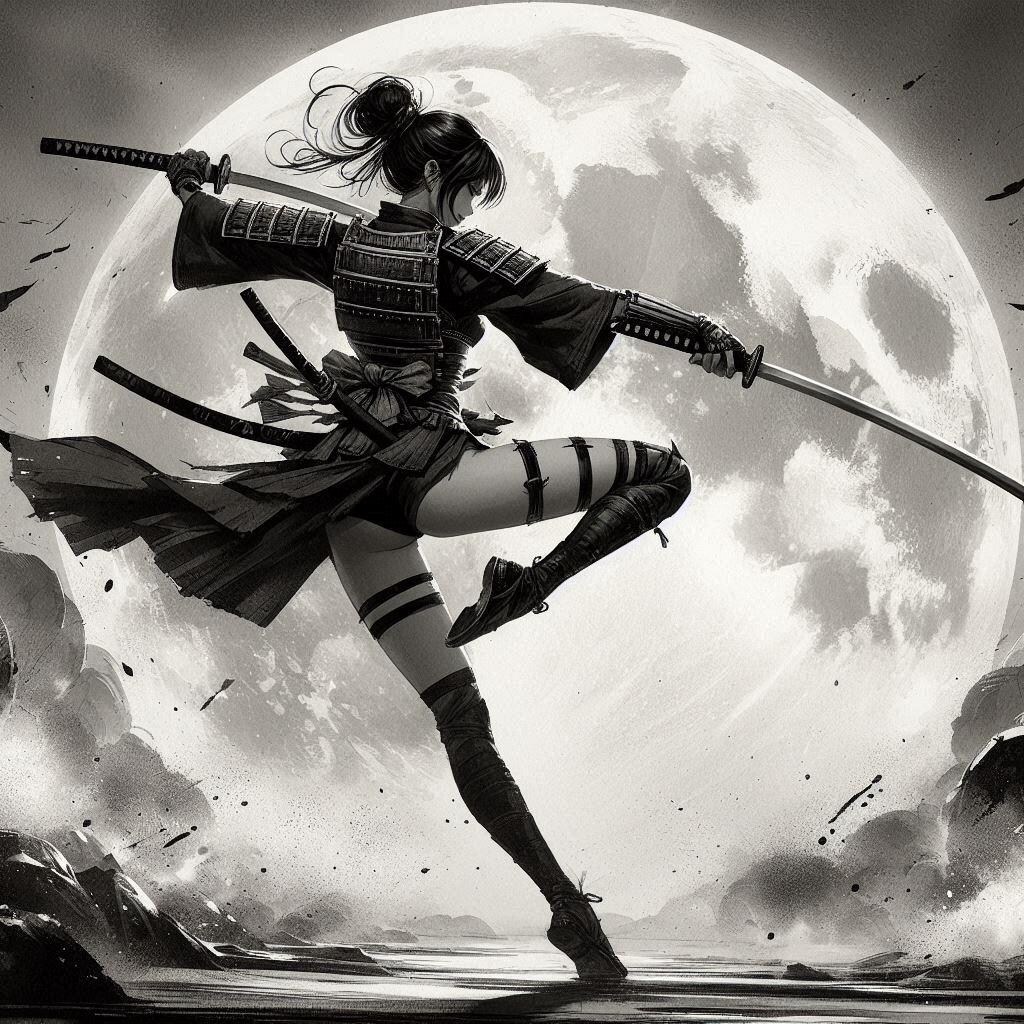 月下の女剣士2(ImageCreator)