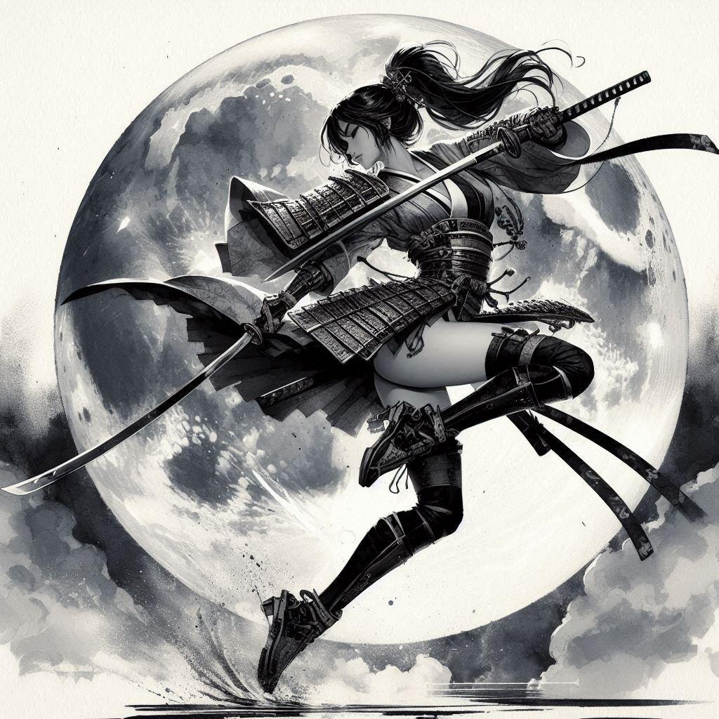 月下の女剣士2(ImageCreator)