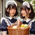 フルーツ狩りから帰ってきたメイド13号と23号 2枚目