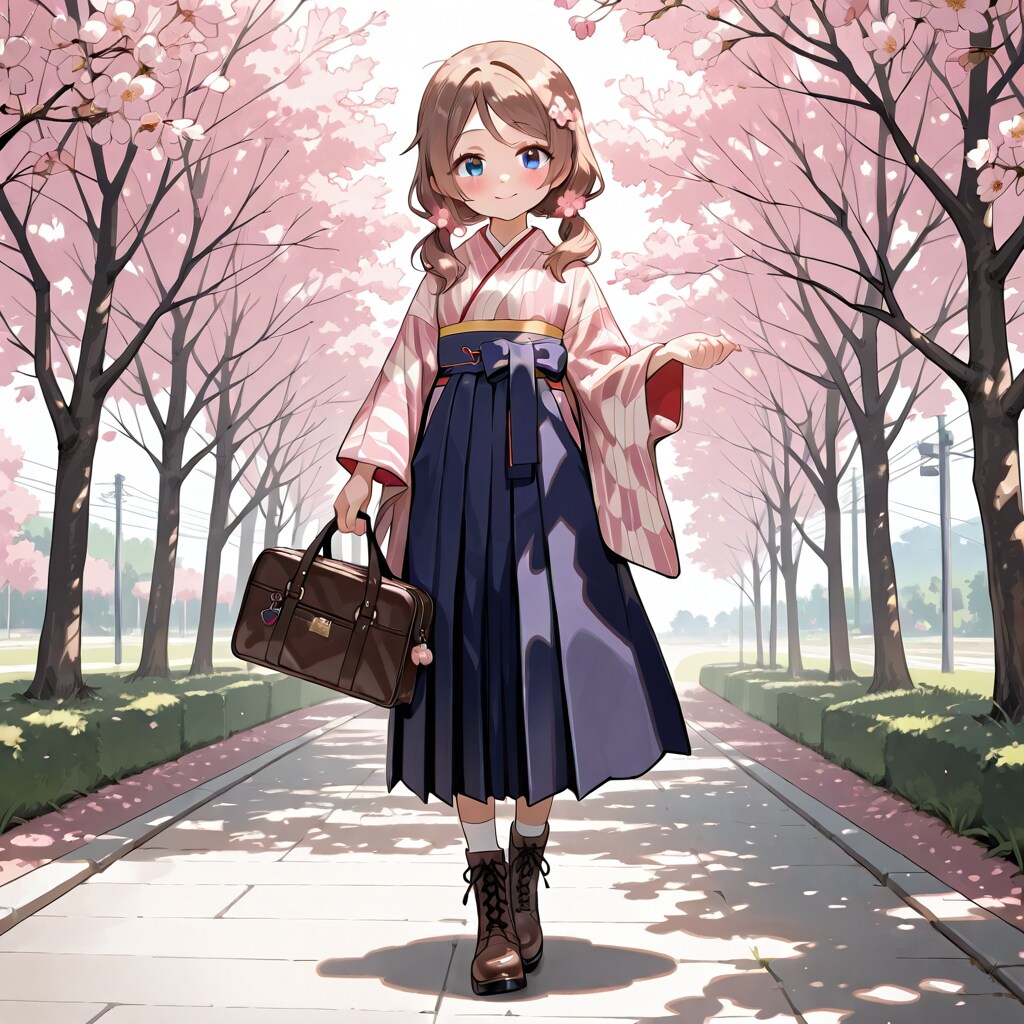 着物娘の通学　牡丹ちゃん