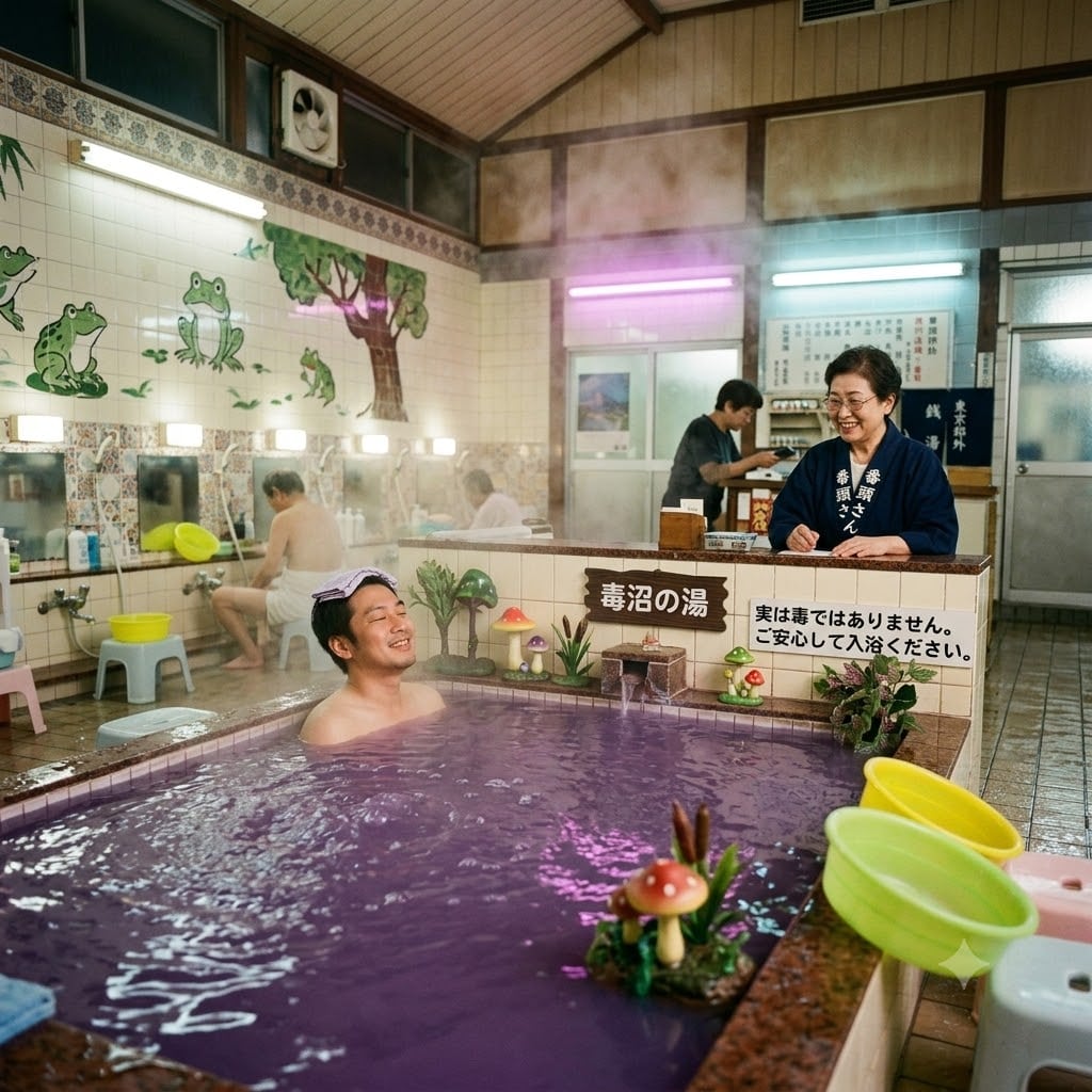 毒の沼の銭湯と熟女の番頭さん