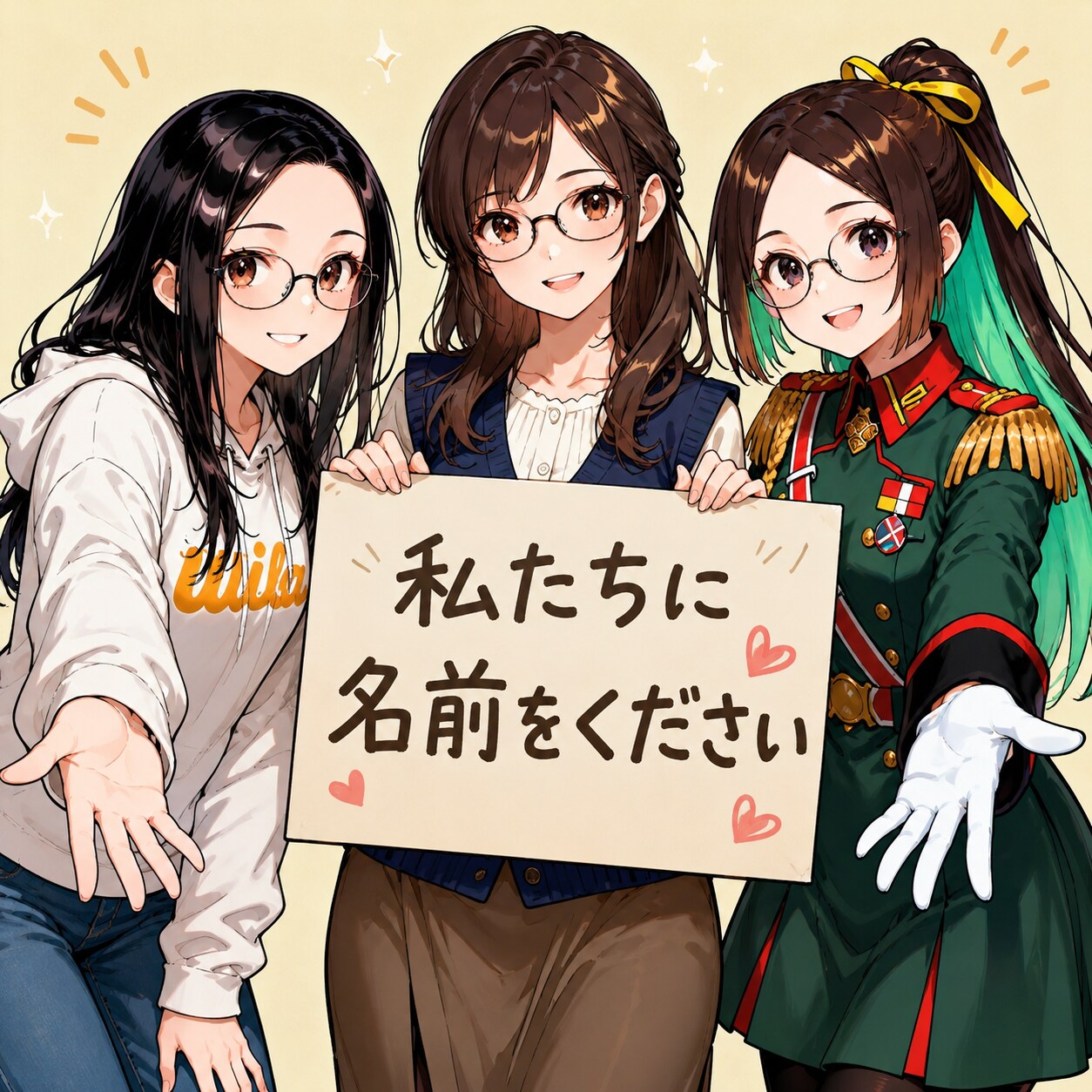 明日からのイベントよろしくお願いします😃<うちの子ちゃん、先輩ちゃん、軍服ちゃん>