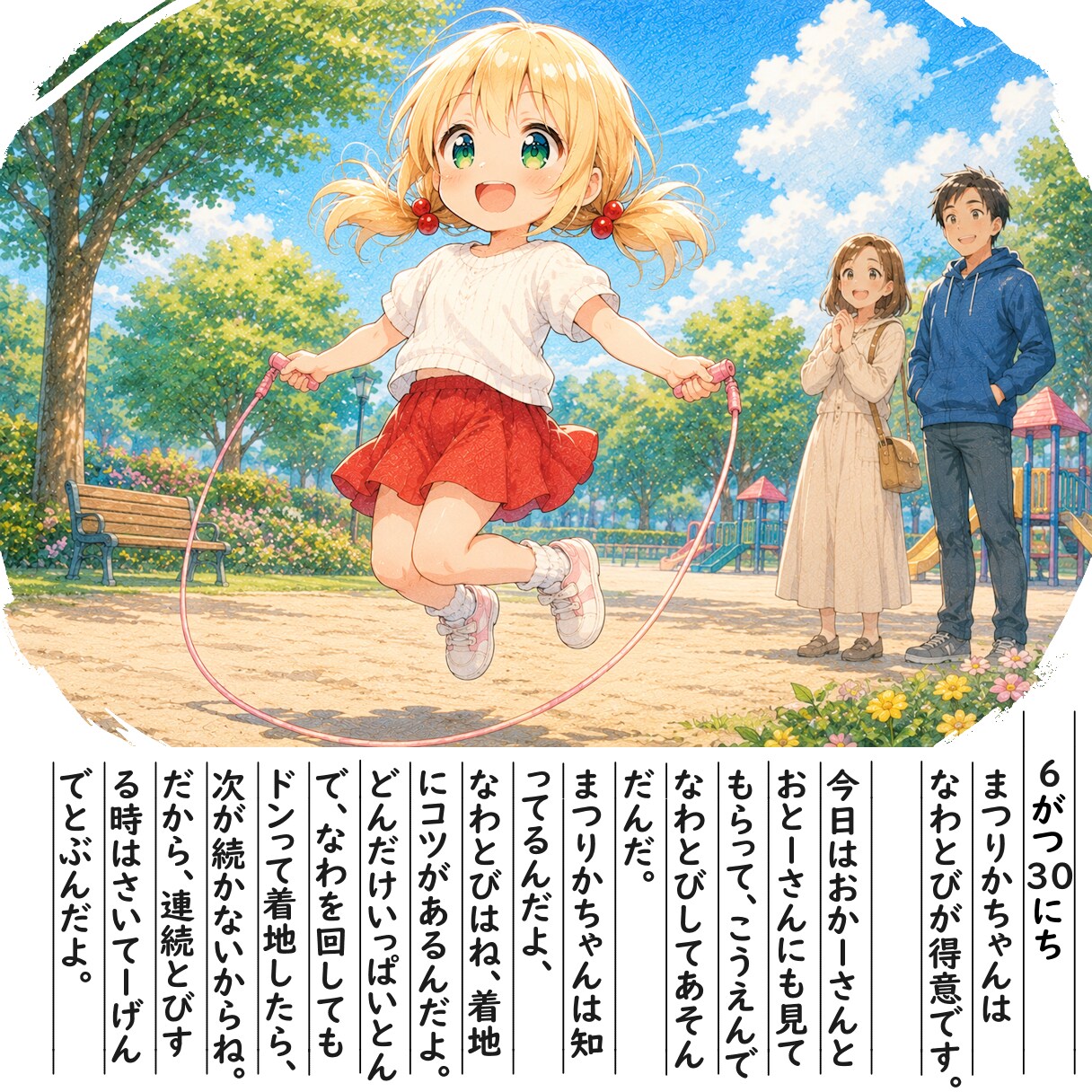 【絵日記】なわとびを見てもらったよ