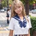 ミニスカセーラー服の金髪巨乳黒ギャルちゃん 2枚目