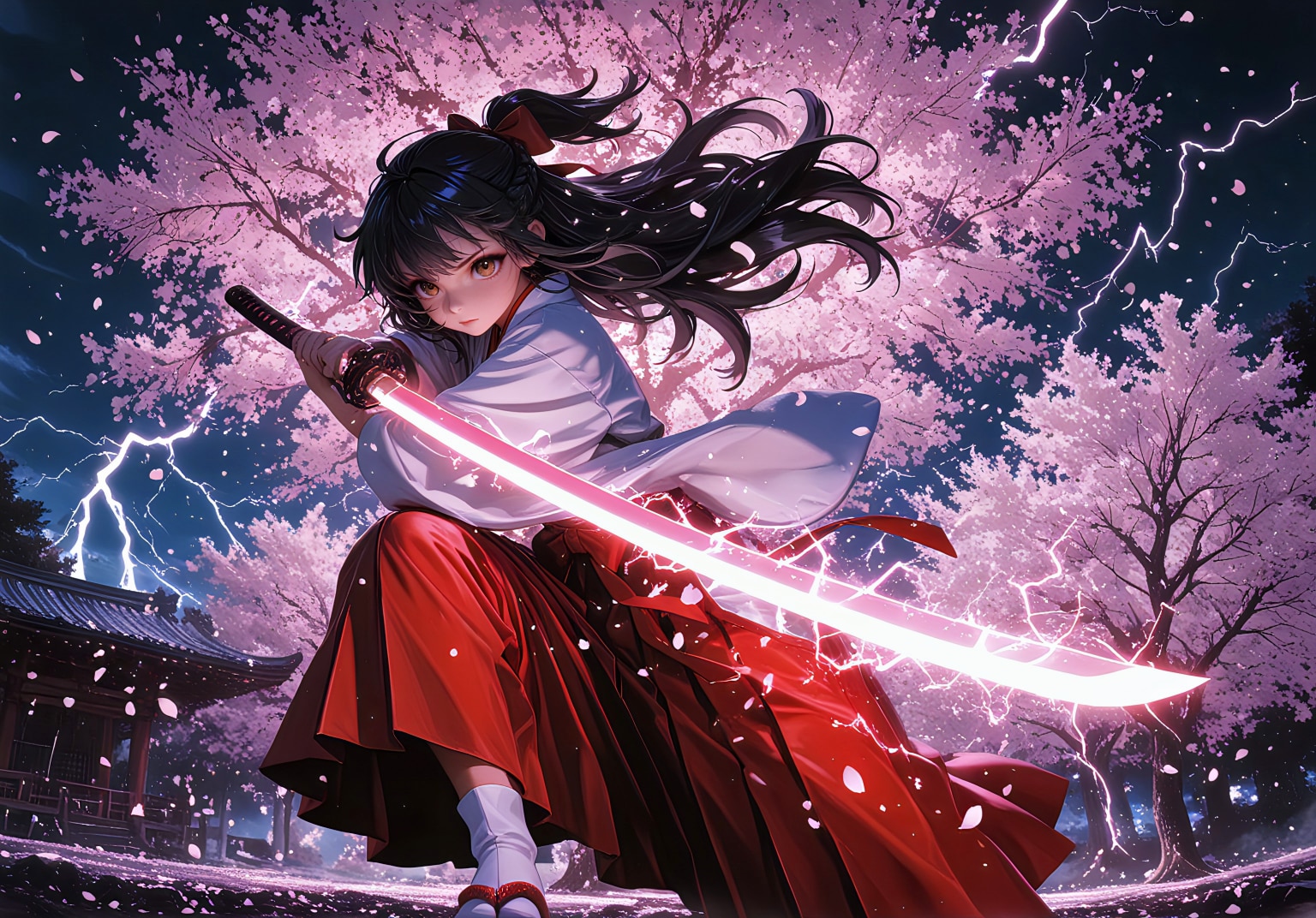 桜雷、大太刀一閃