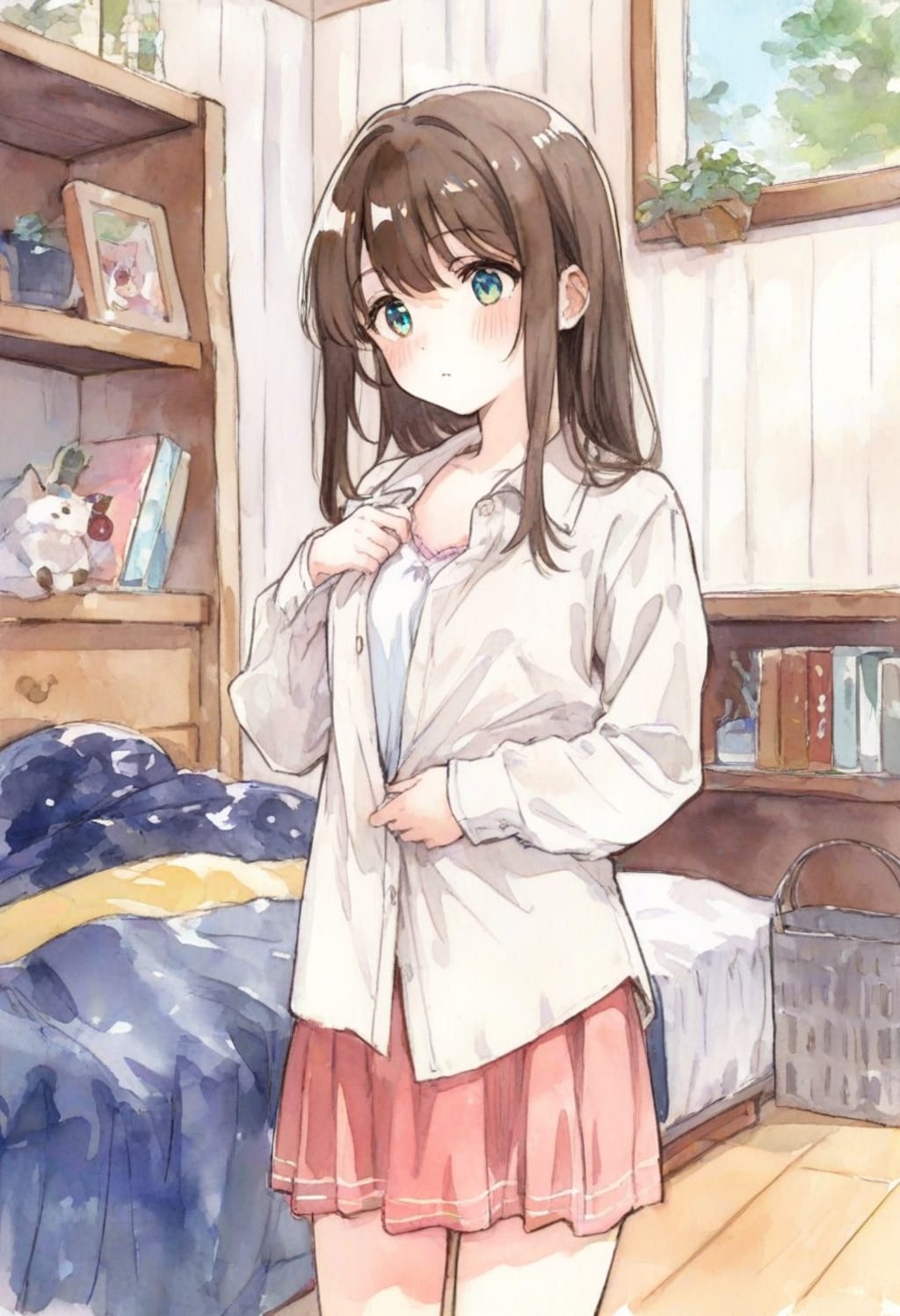 少女の部屋(水彩タッチ)(218)