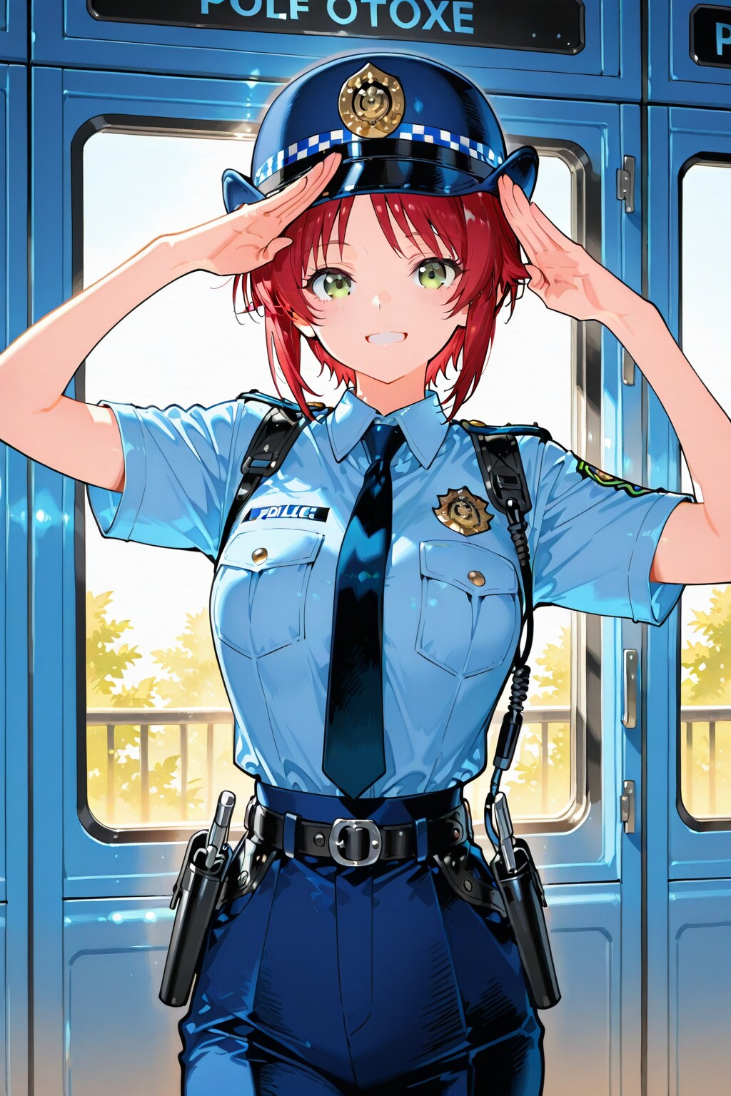 所轄勤務に配属された敬礼知らずの新人婦警さん | の人気AIイラスト・グラビア