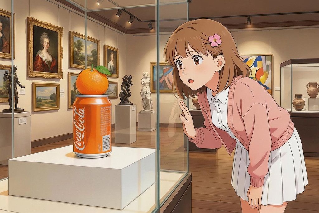 アルミ缶の上にあるミカン