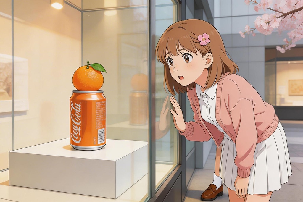 アルミ缶の上にあるミカン