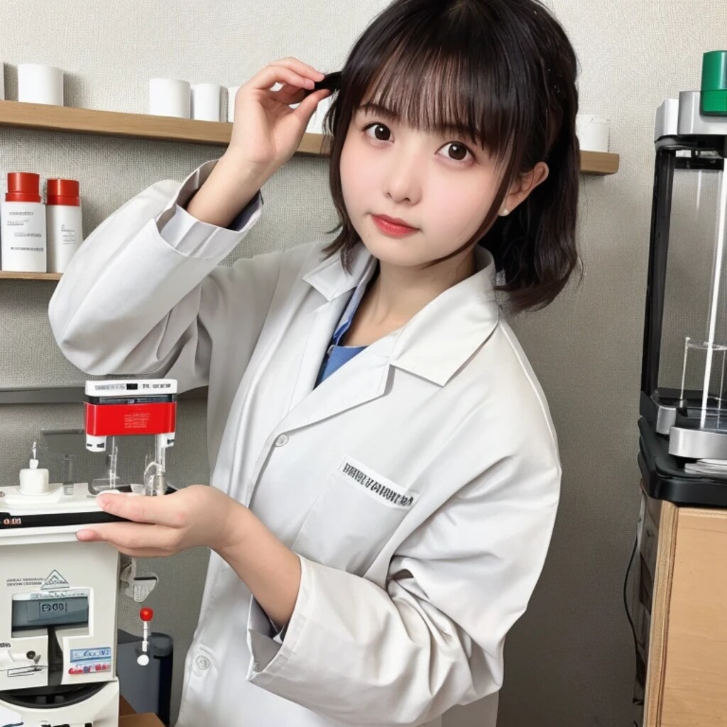 黒髪ボブで白衣の美女３２