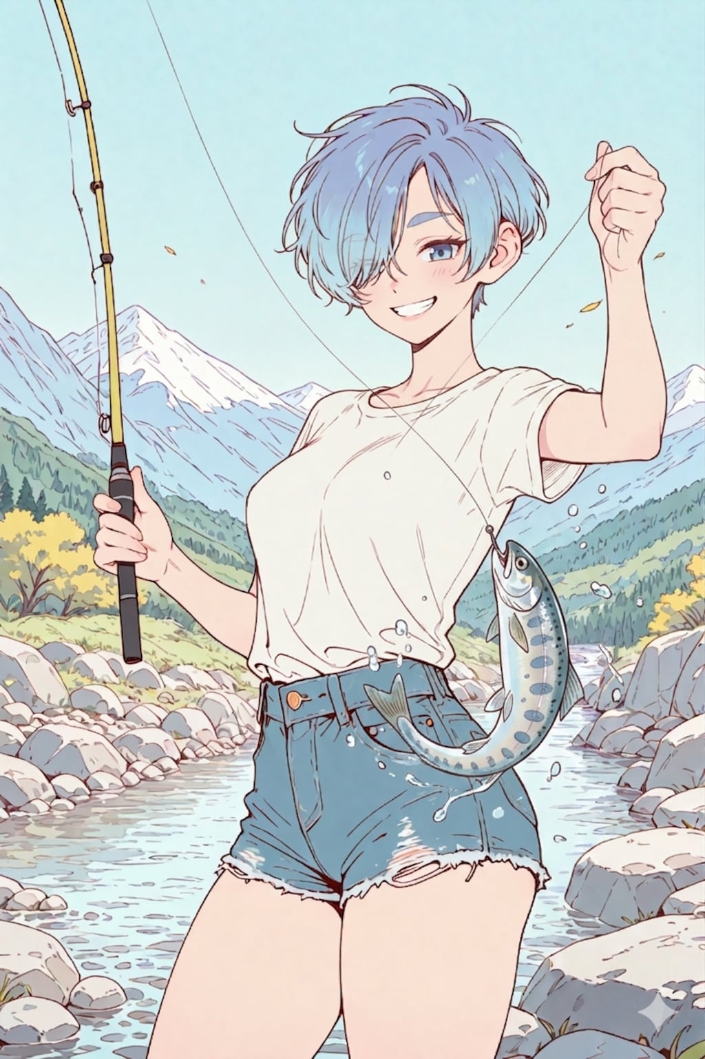 渓流釣り姉さん