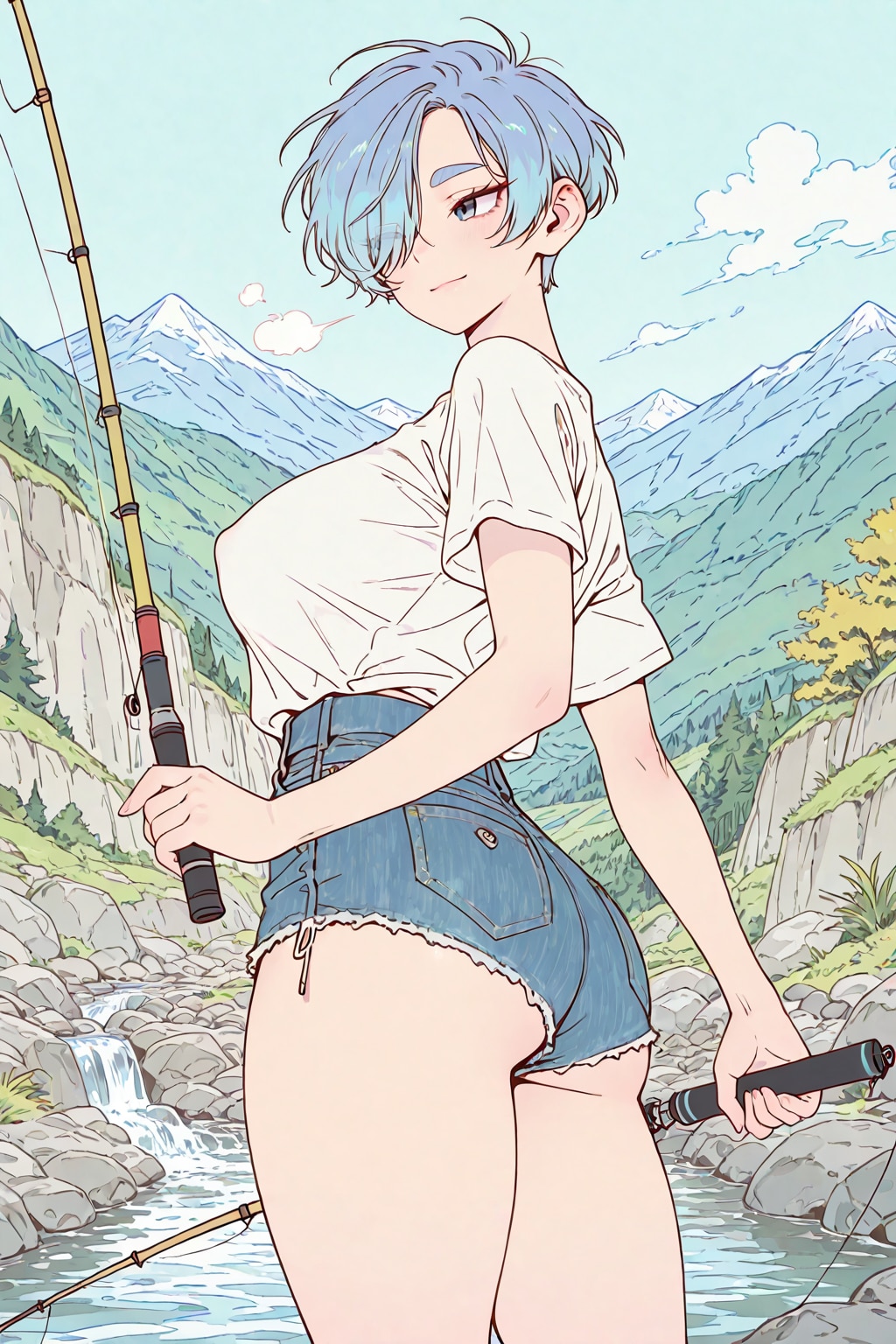 渓流釣り姉さん