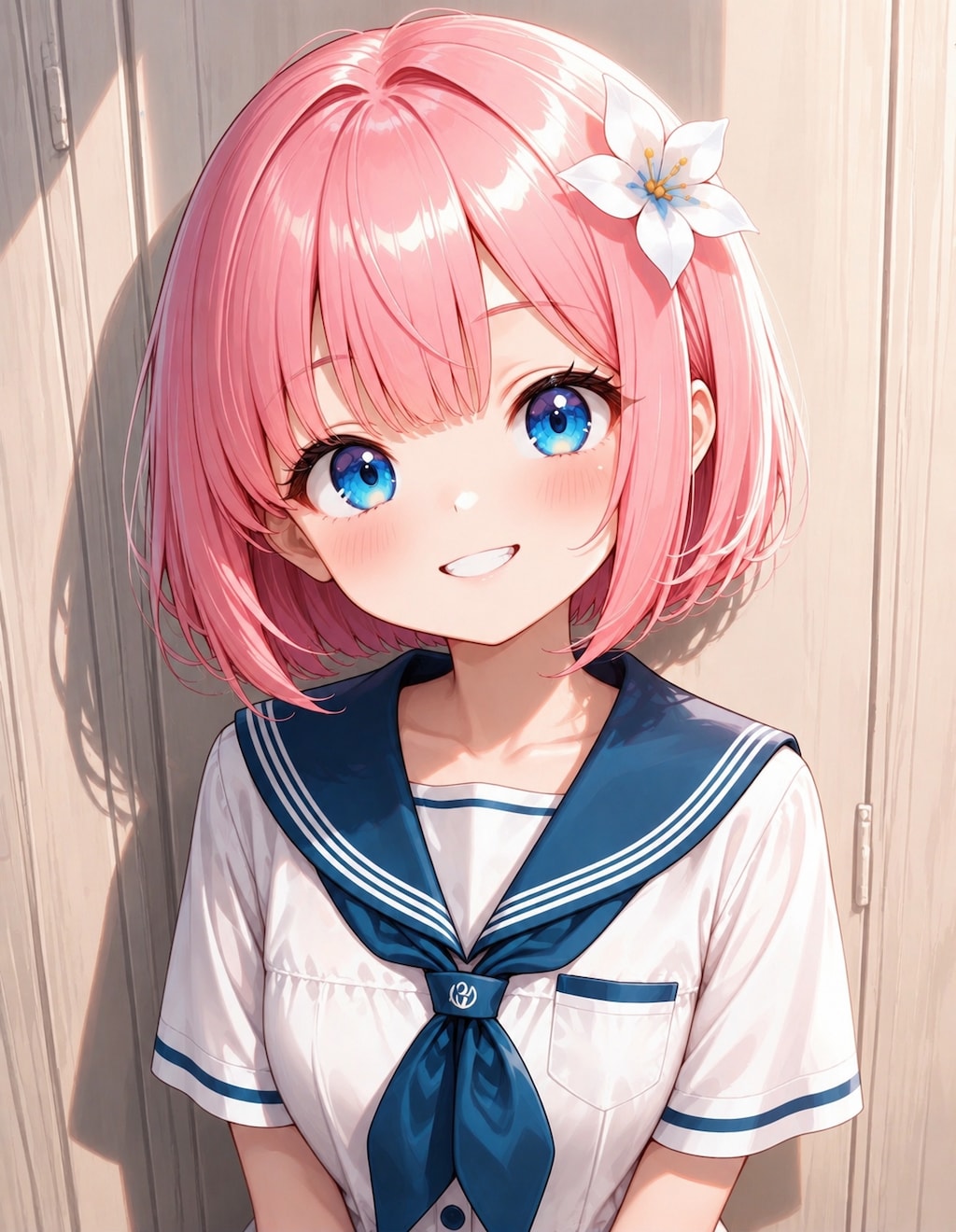 桃花ちゃんのセーラーワンピ(∩´∀`∩)💕