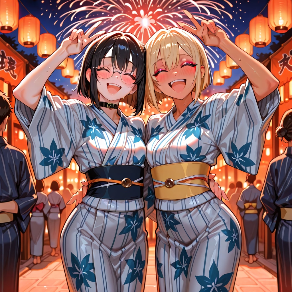 金髪ギャルと黒髪メガネ　夏祭り編