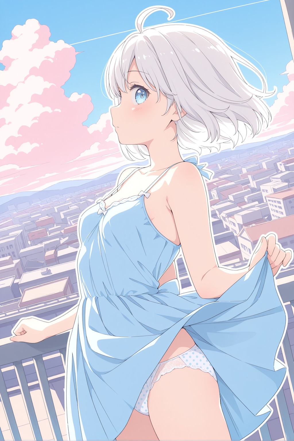 ベランダで...