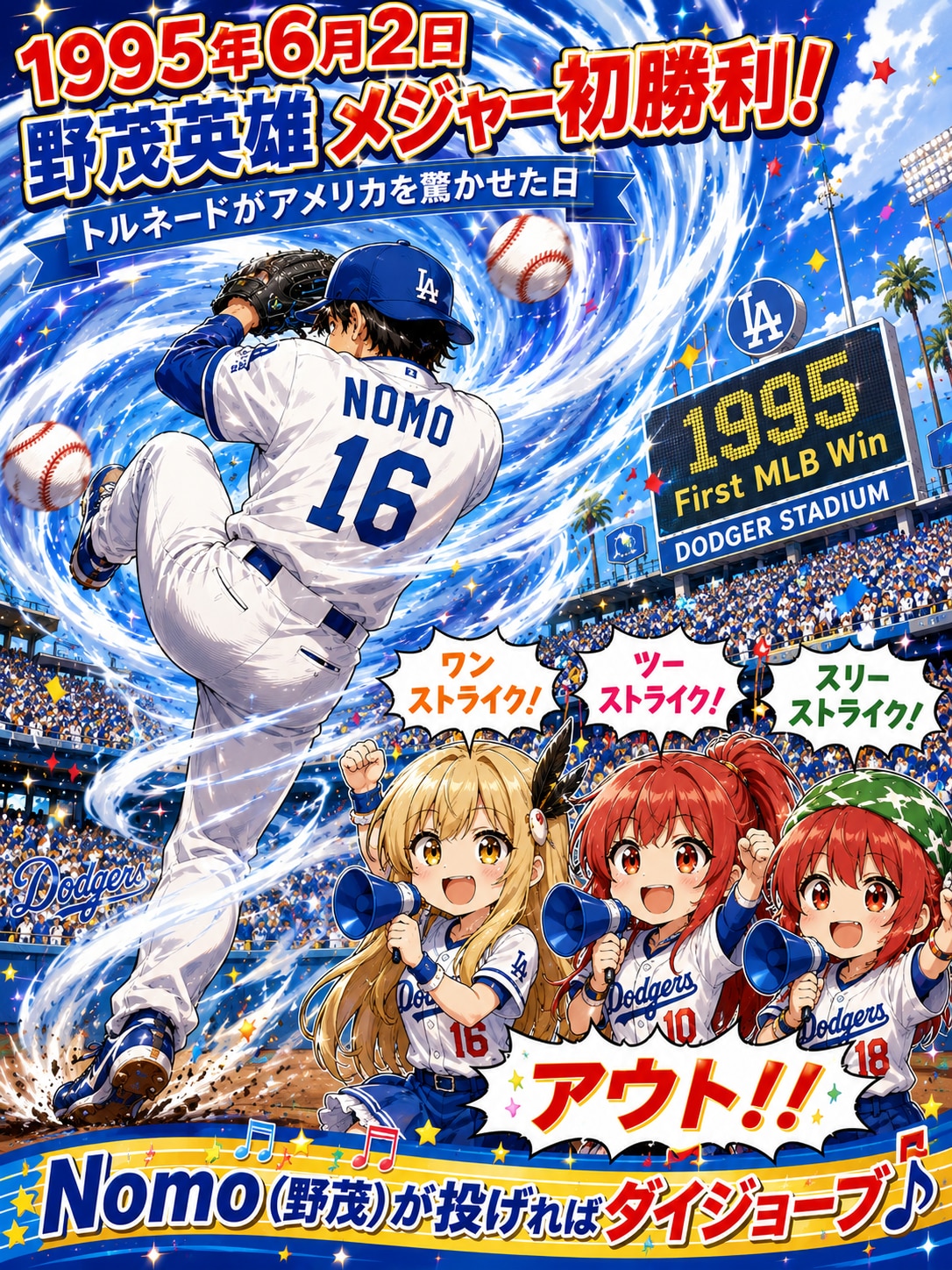 6月2日は野茂英雄メジャー初勝利の日 | の人気AIイラスト・グラビア