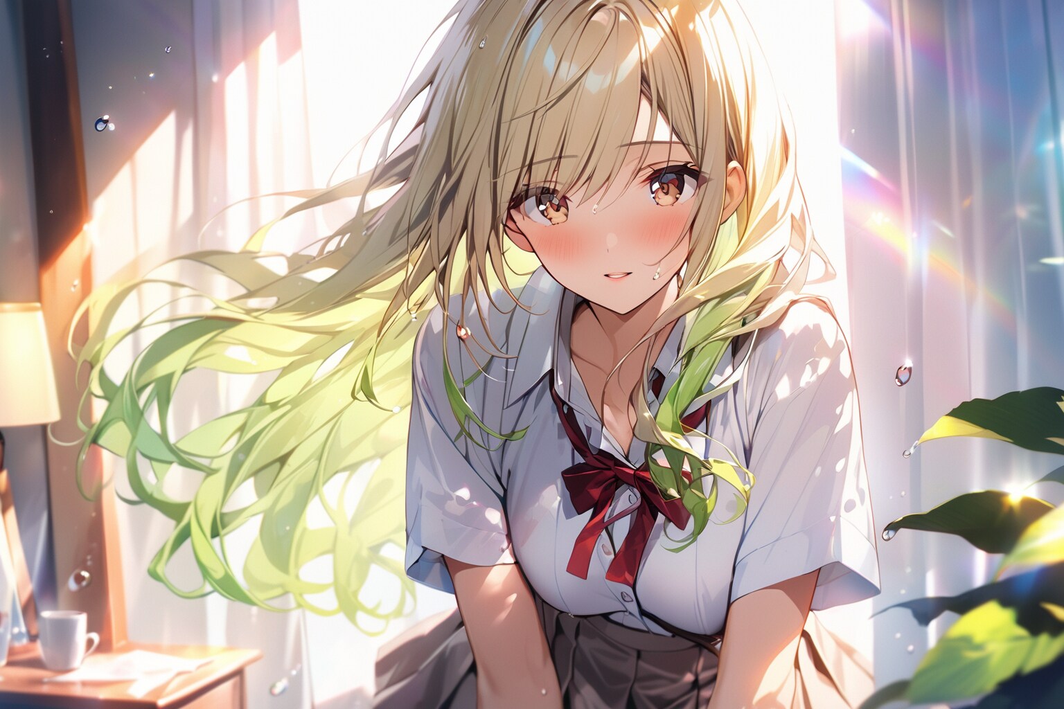 お部屋の片づけしてたら、制服を見つけて懐かしくて着てみちゃった。どうかな？ | の人気AIイラスト・グラビア