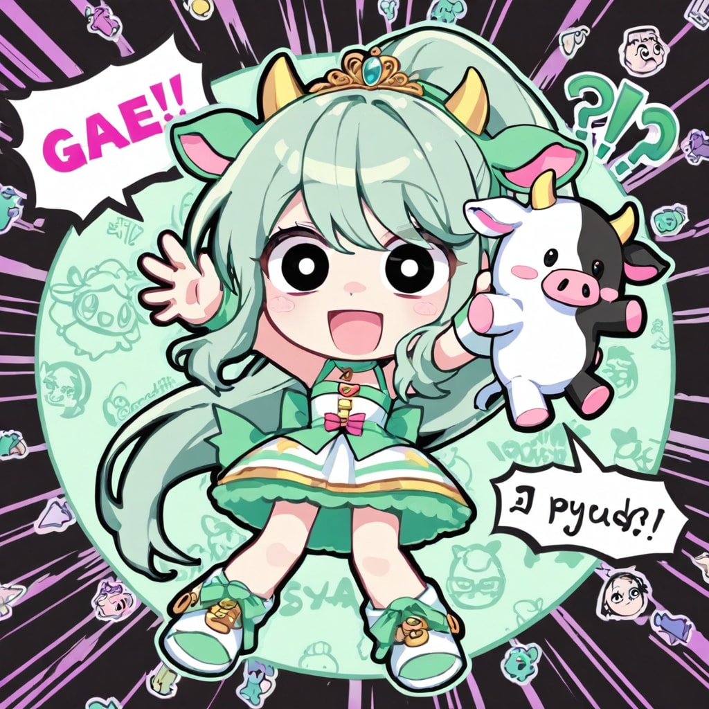 牛と緑髪ちゃん