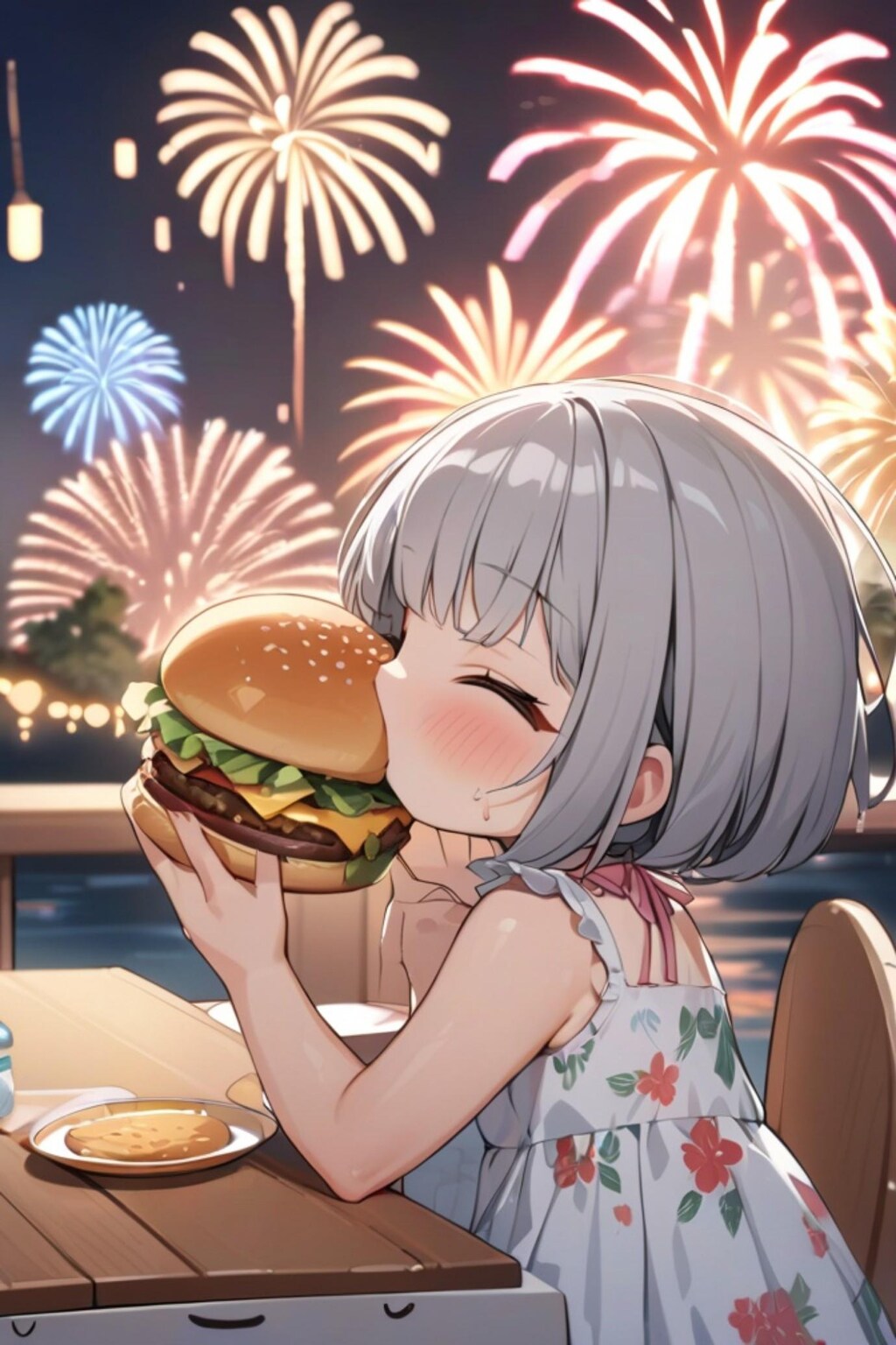 🍔と銀髪ちゃん