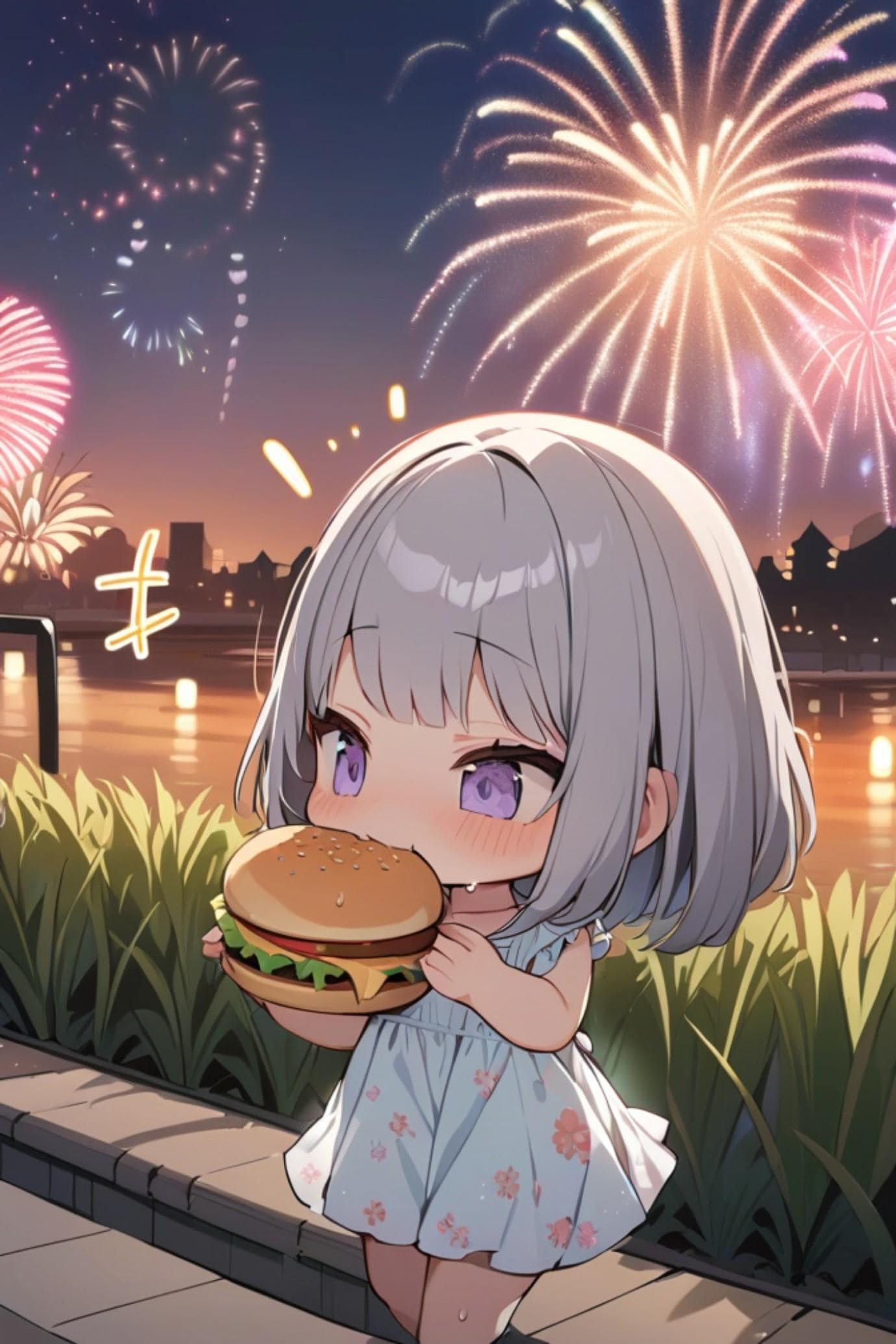 🍔と銀髪ちゃん | の人気AIイラスト・グラビア