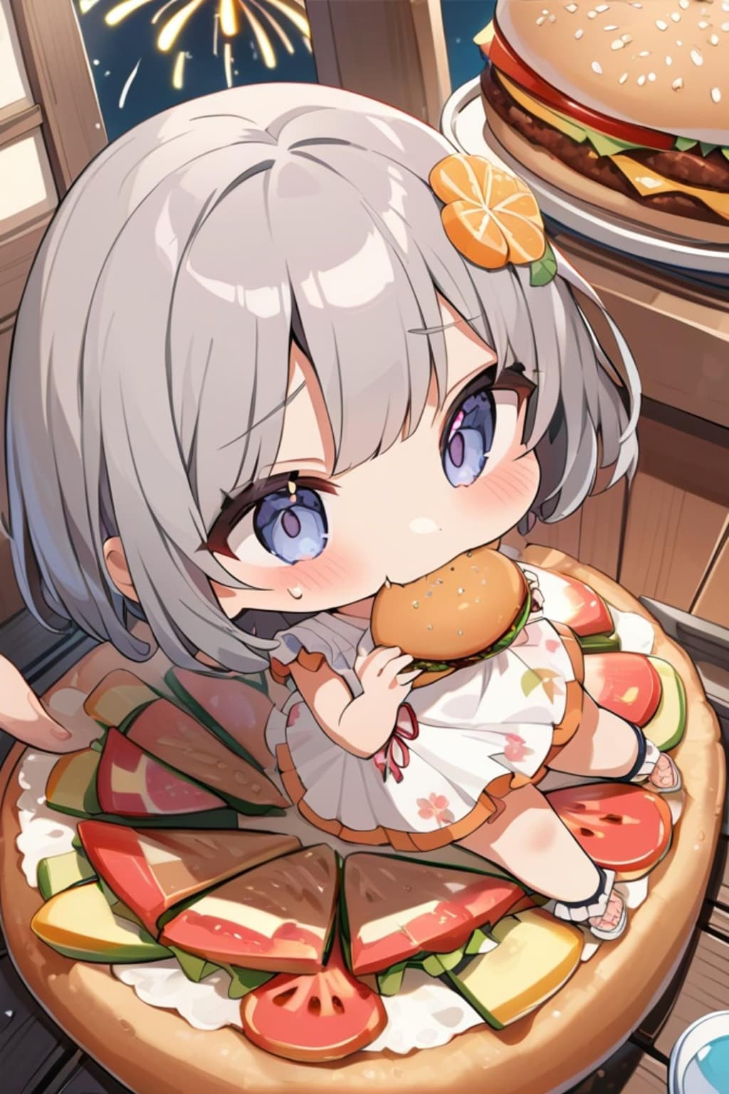 🍔と銀髪ちゃん