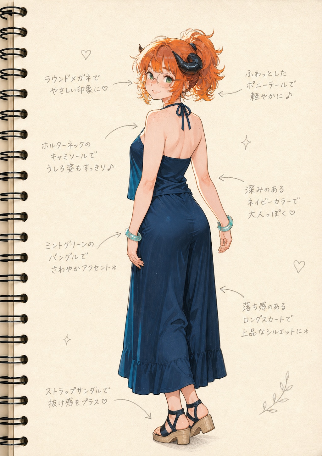 ブリジットファッションスケッチ-ロングスカート編