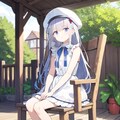 庭でくつろぐ女の子 4枚目