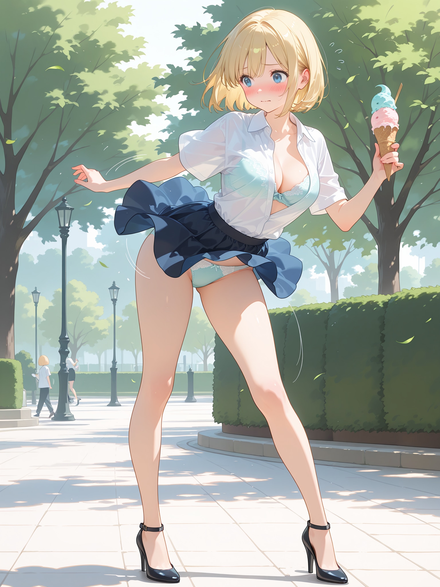 下から強風