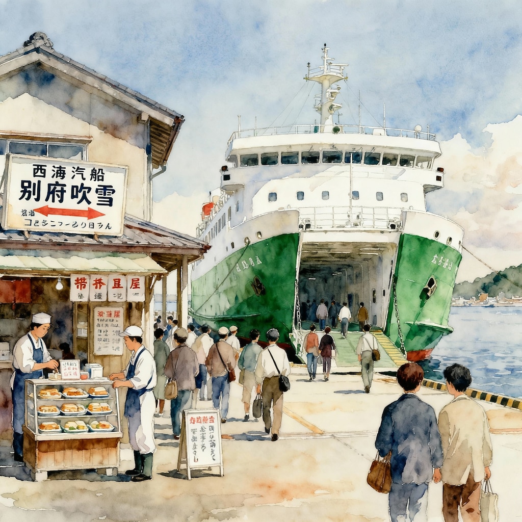 昭和レトロ画「西海汽船　別府吹雪」の看板